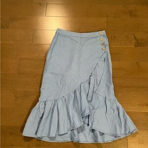 Zara Blue Linen wrap skirt